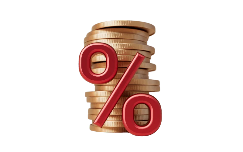 a-stack-of-coins-with-a-percent-sign-on-top