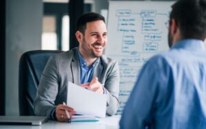 Sales consultant helping UK business